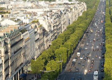 Busy street in Paris, France