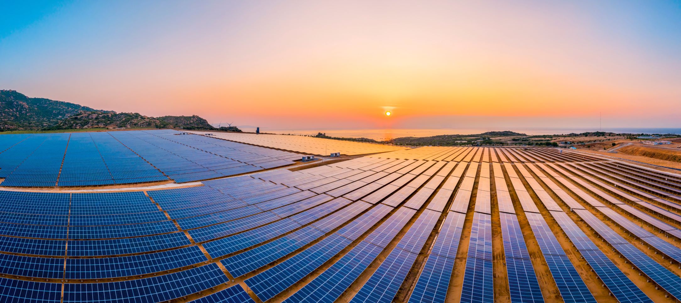 A field of solar panels.