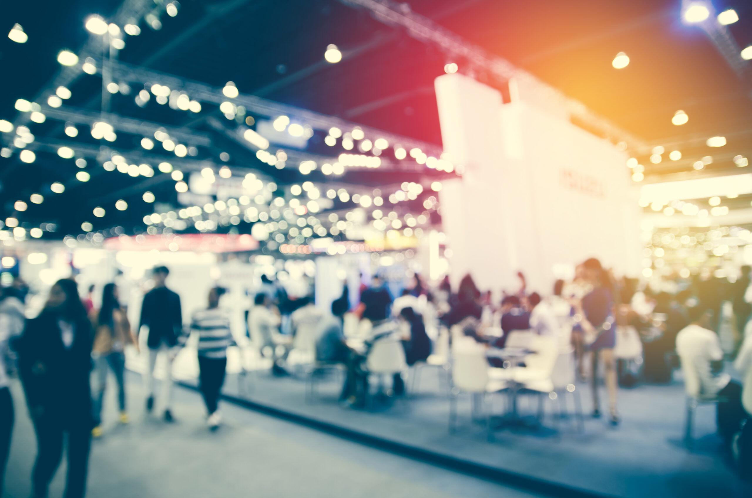 A blurry photo of a conference hall