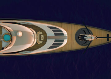 Aerial view of a super yacht