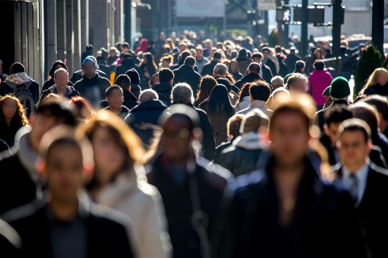 Busy street full of people