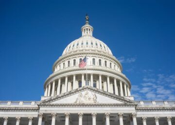 Looking up at U.S. Capitol building