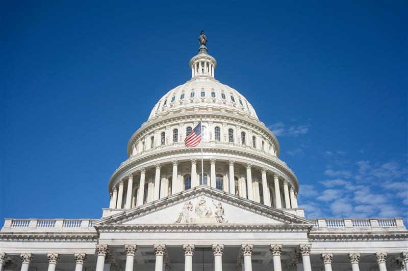 Looking up at U.S. Capitol building